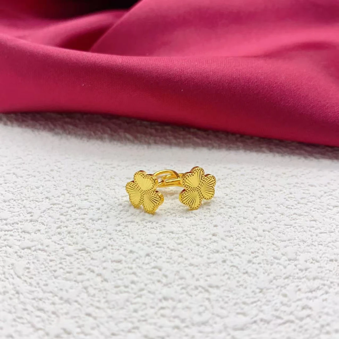 【木韵阁】足金999 黄金5G镭射三叶草耳钩时尚百搭气质精致 3.17