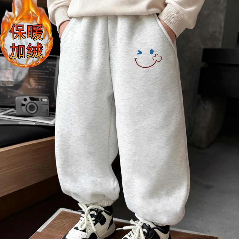 秋冬男童加绒运动裤中大童韩版加厚宽松百搭束脚裤休闲保暖卫裤潮