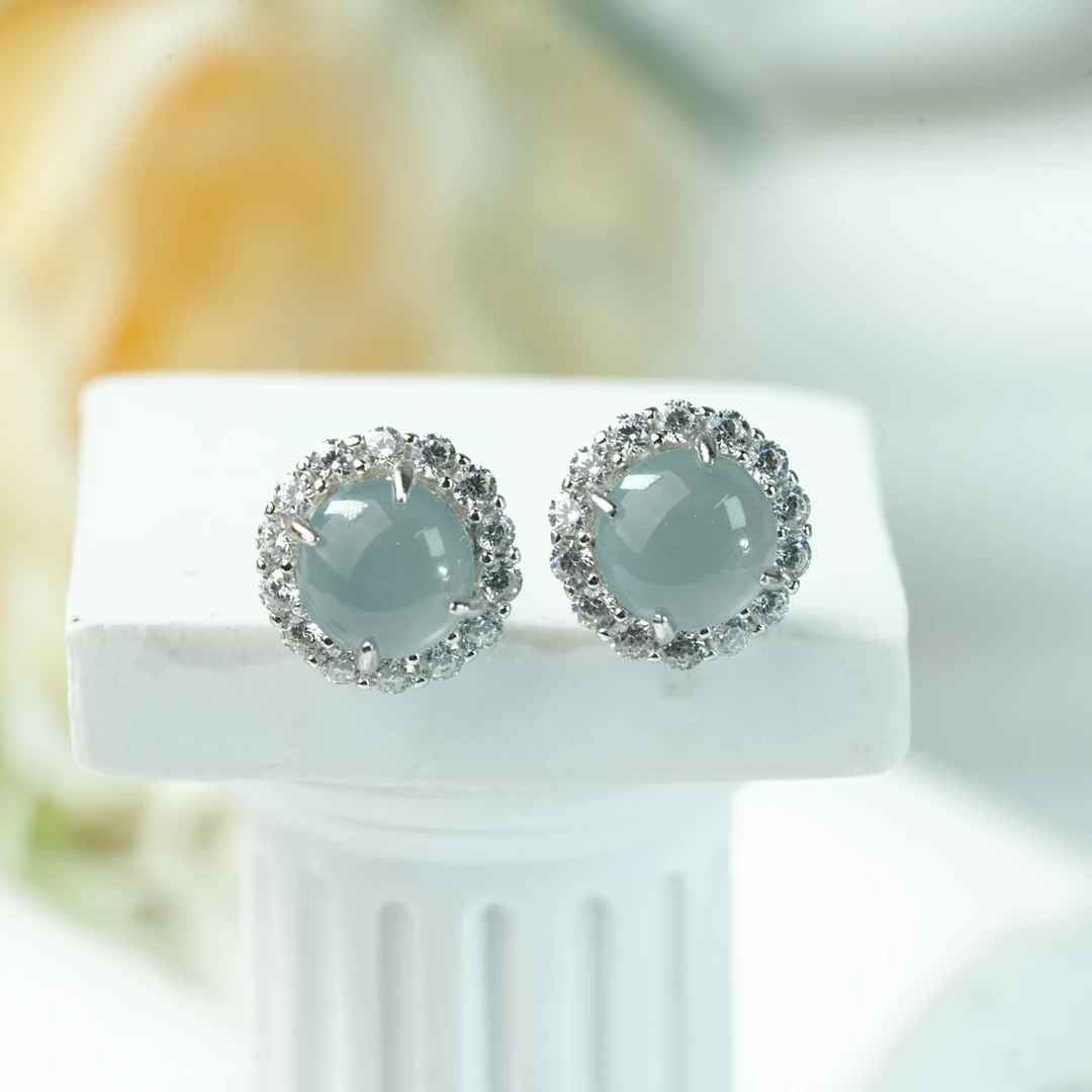 【小北好物】S925银翡翠耳钉约6.5mm+【多样性发一件】QH84X155