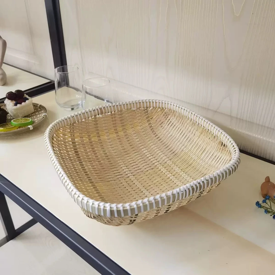 天然竹编筐精编方形30cm