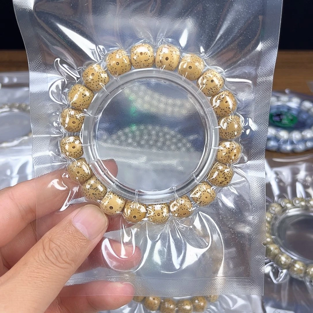清***雨手串星月菩提鸡油黄老型桶珠12x11