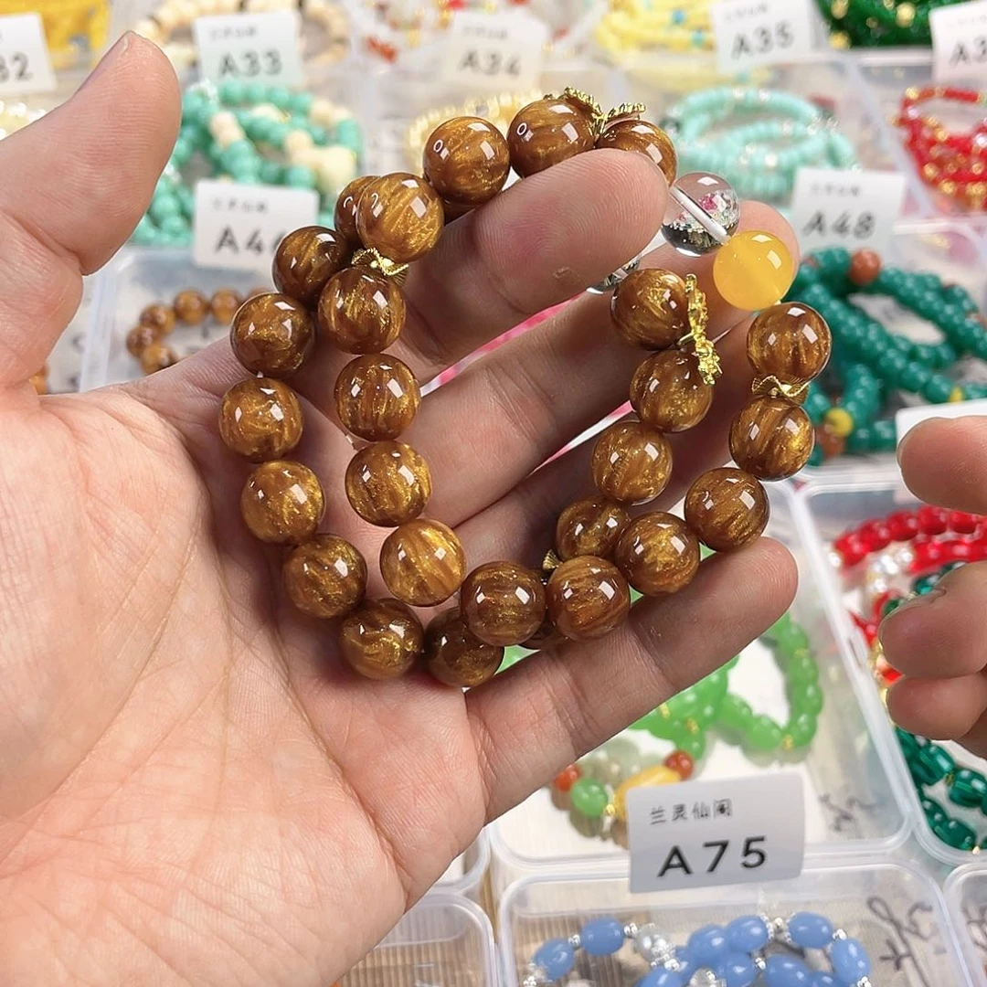 琥珀手饰银S925镀金镶嵌