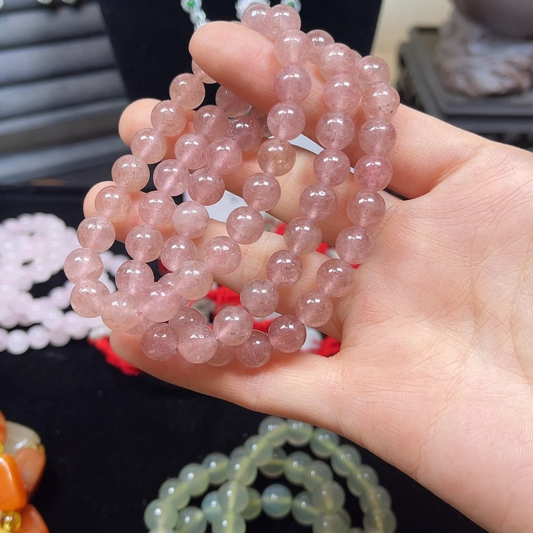 翡翠未镶嵌手链藕粉