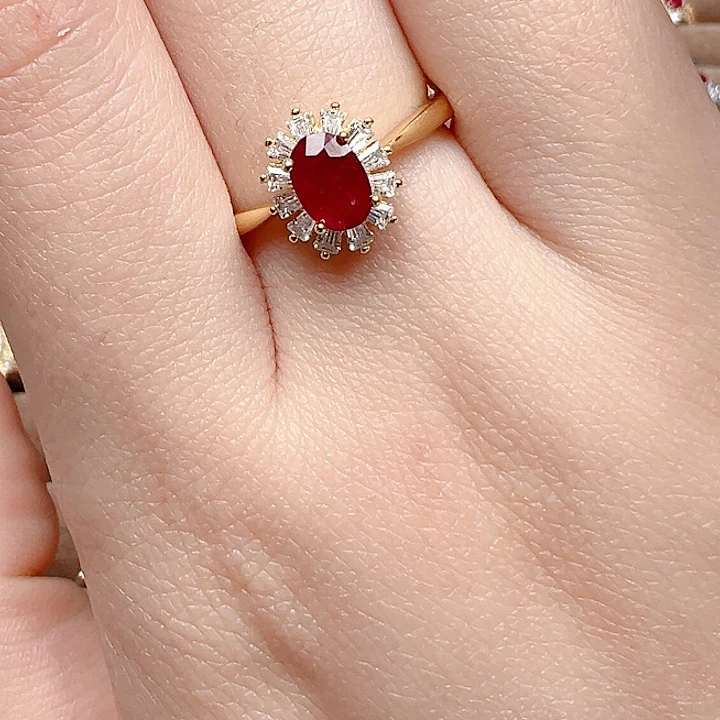 戒指银S925镶嵌红宝石