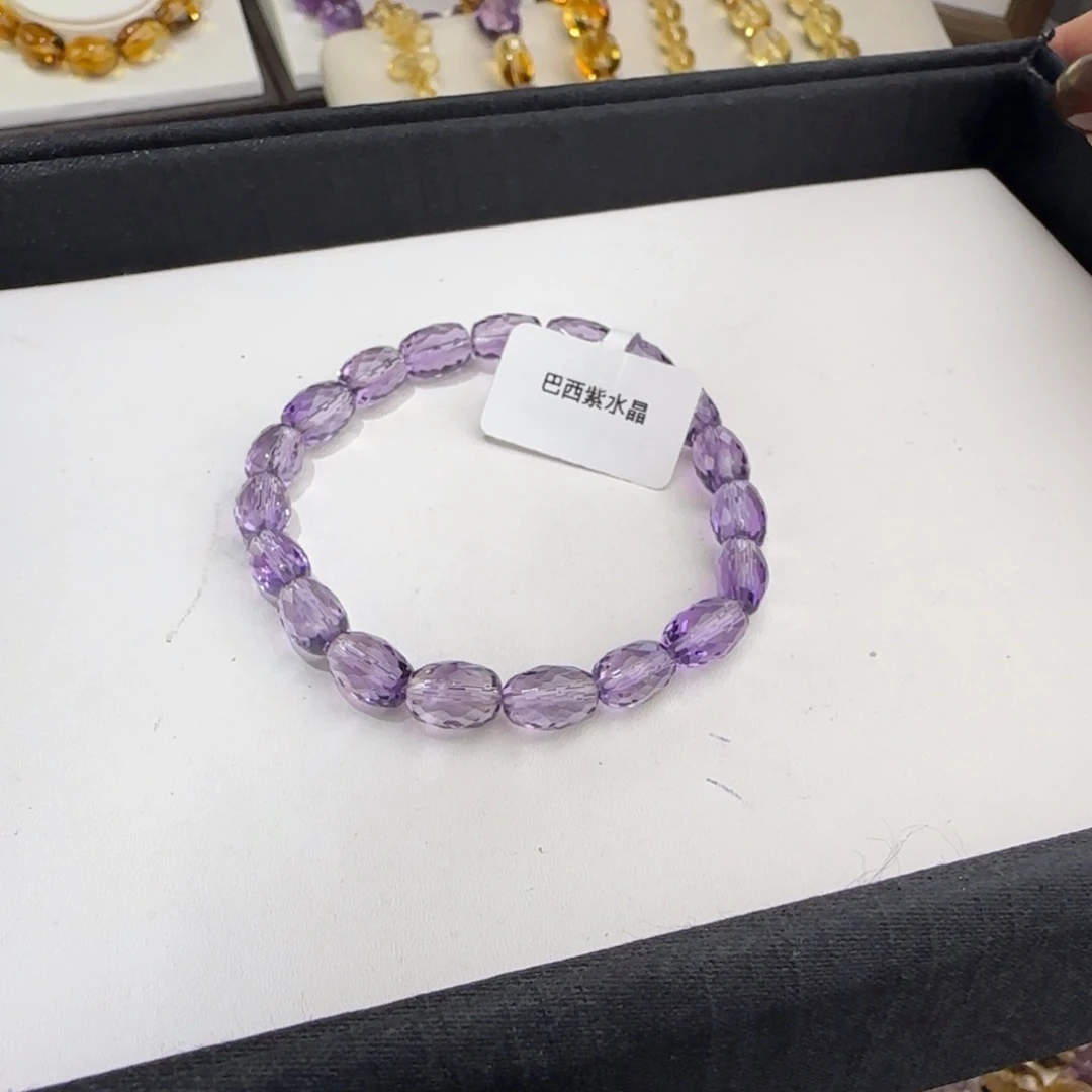 手链紫晶未镶嵌巴西紫水晶路路通切面6m