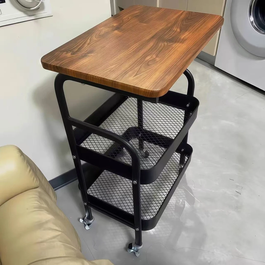 中式置物架可移动桌子推车客厅沙发边几桌卧室储物书架床头柜JFB