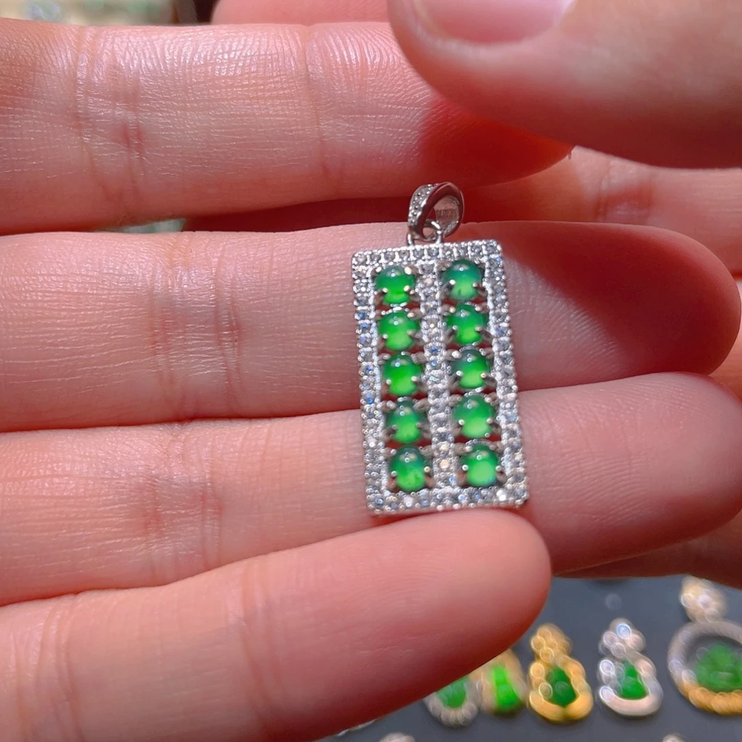 翡翠银S925镶嵌吊坠(不含链)