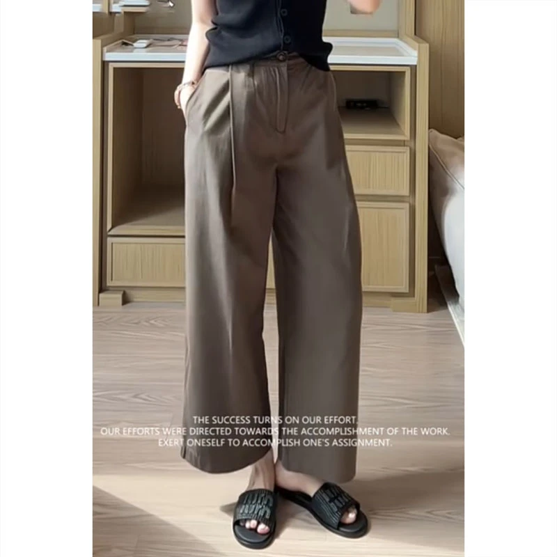 艾塔莉显瘦休闲裤女夏季新款百搭阔腿裤小众九分裤大码梨形直筒裤