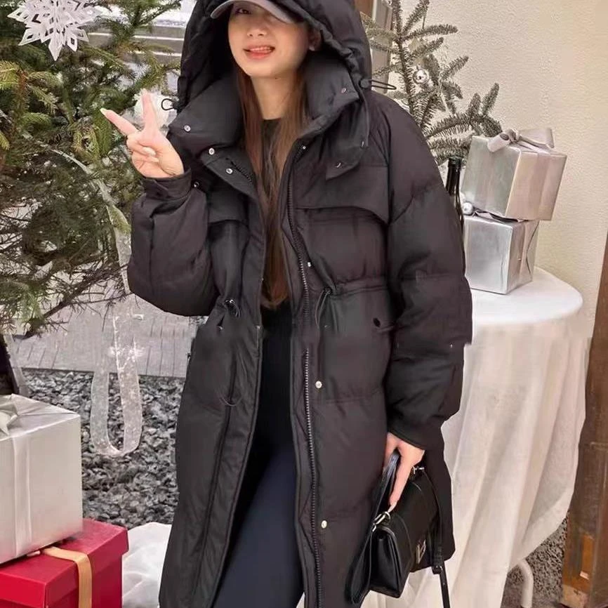 #g148新款羽绒韩版连帽外套女长款-衣长94