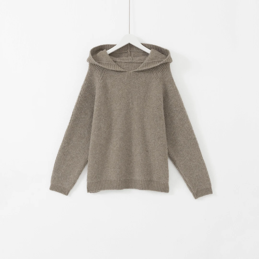 几里与麻 舒适百搭连帽套头针织衫 衣长60胸围114 2093044