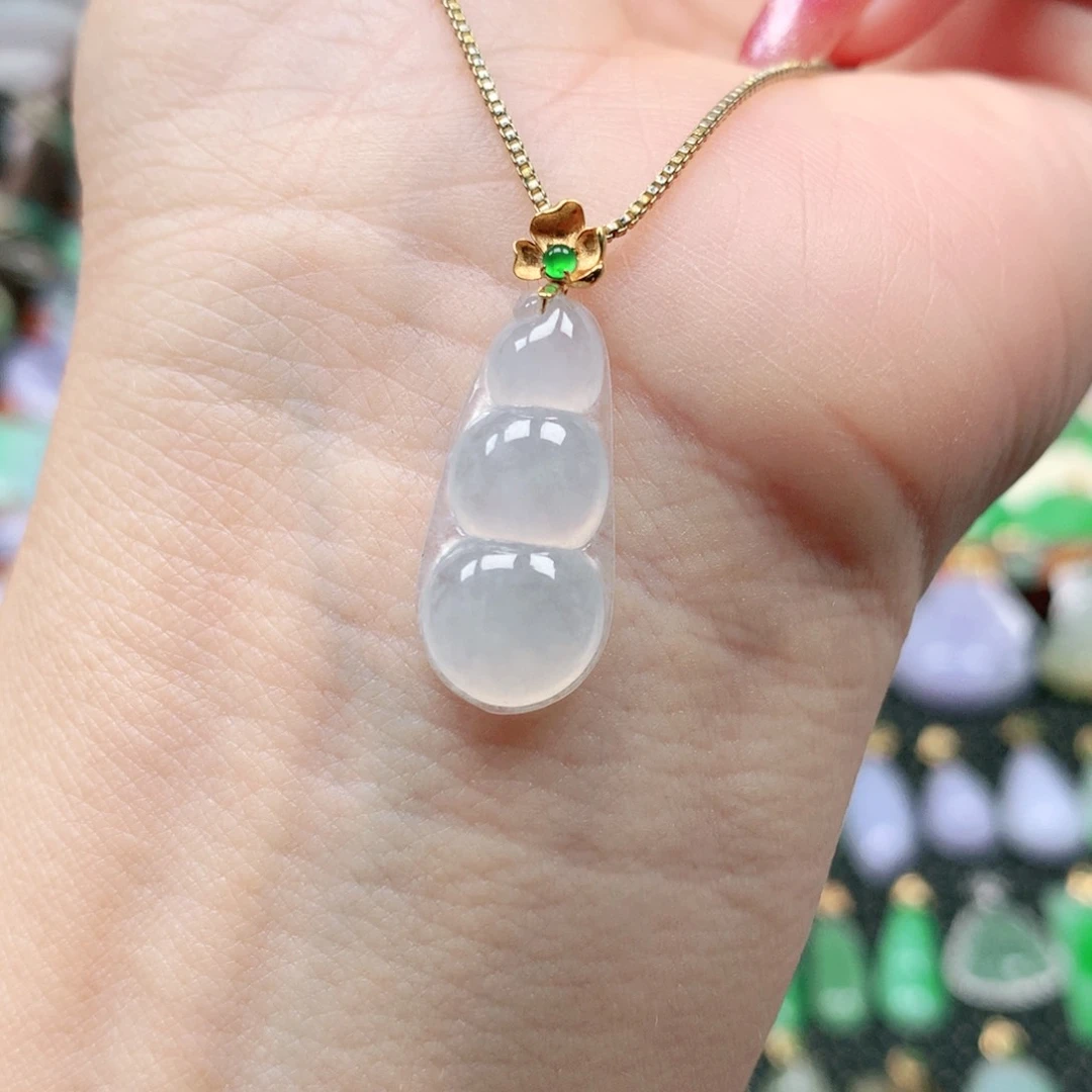 吊坠(不含链)18K金镶嵌翡翠