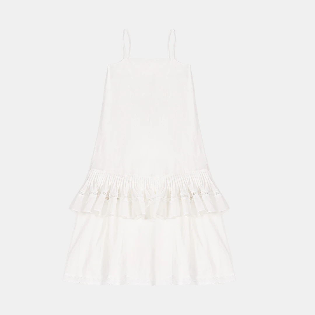 6116 蕾丝边吊带长连衣裙 060128