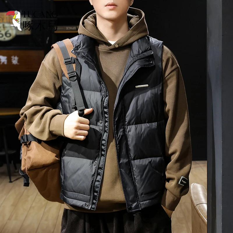 TUCANO/啄木鳥男装 潮牌加绒马甲男冬季无袖立领棉服外套男厚背心