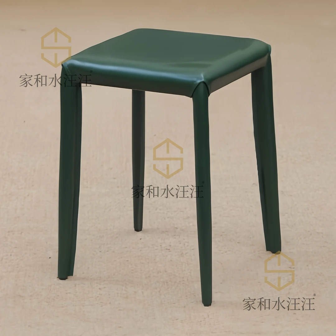 水汪汪家奶油风方凳马鞍皮椅子现代凳子餐桌椅组合可叠放梳妆凳