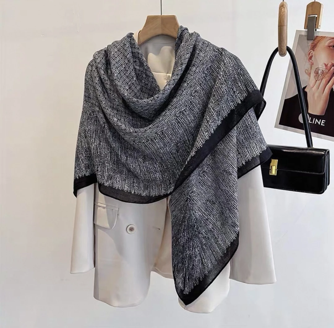 K（绿扣）【香香灰】1-736 优质棉质135*135左右轻奢百搭方巾