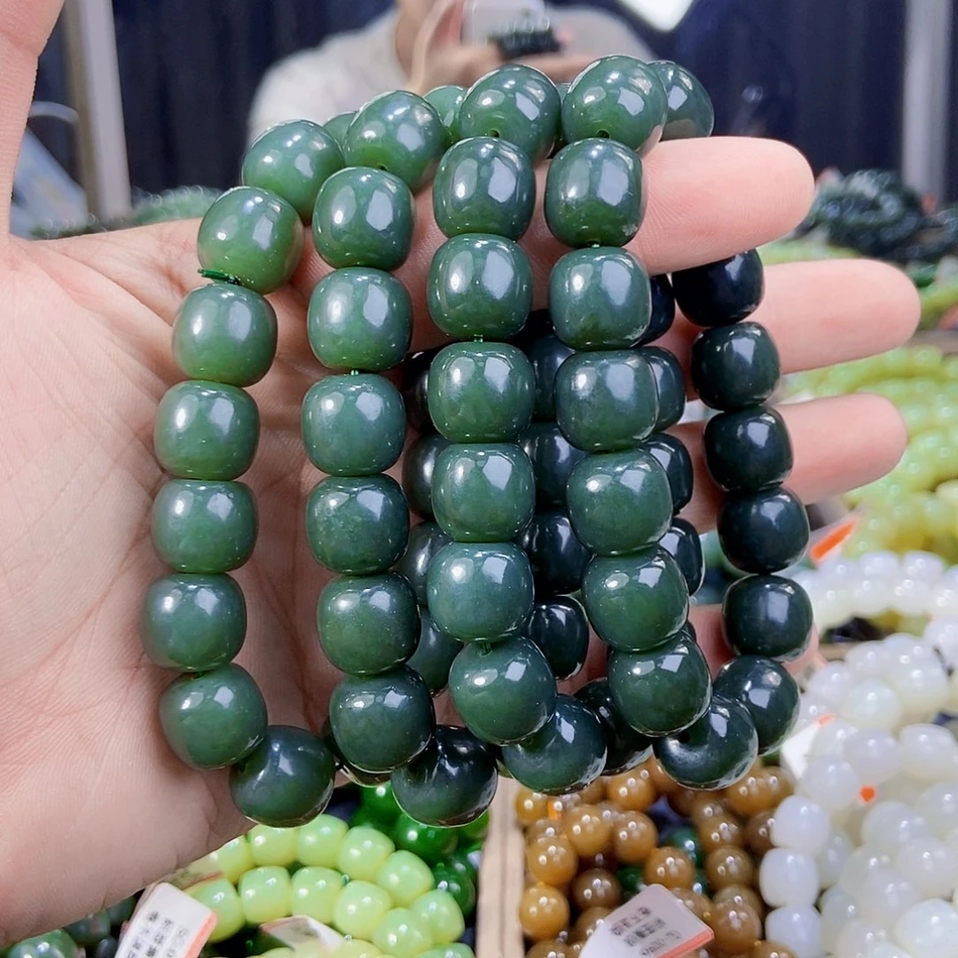 未镶嵌手串和田玉纯天然卡14新疆且末料且末蓝多样性发一