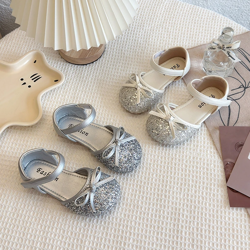 童鞋女童公主鞋儿童单鞋小女孩皮鞋配礼服软底儿童水晶鞋半凉鞋