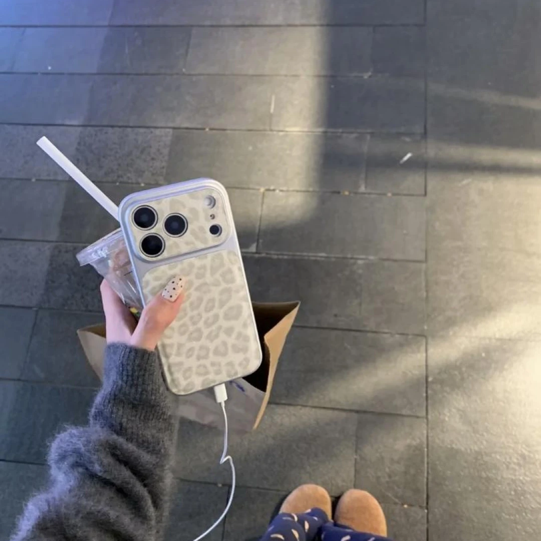 个性电镀闪粉白灰豹纹适用iPhone17promax手机壳苹果16pro新款15