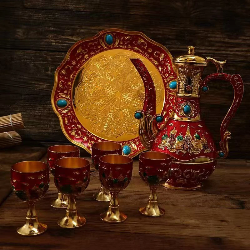 欧式珐琅彩酒壶套装家用创意中式酒具高档结婚古典套装