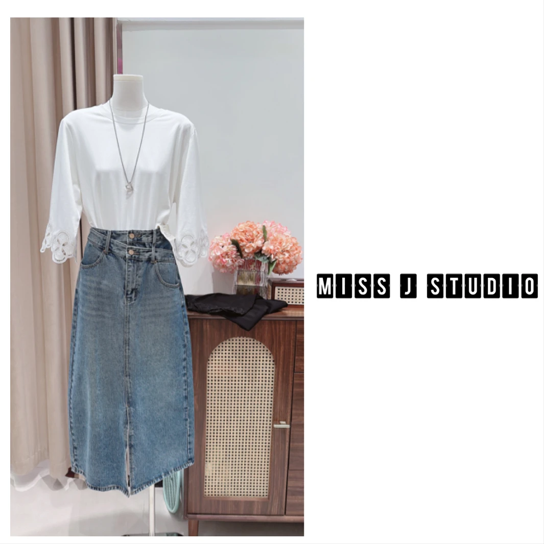 【MA201649】春夏显瘦百搭重工一体刺绣花边袖小衫