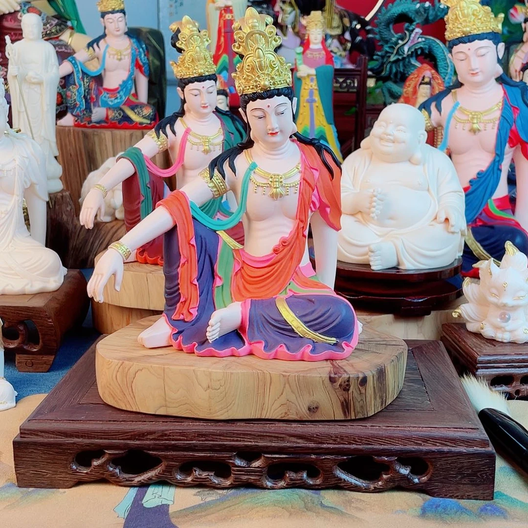 ****花石材自在观音家居摆件