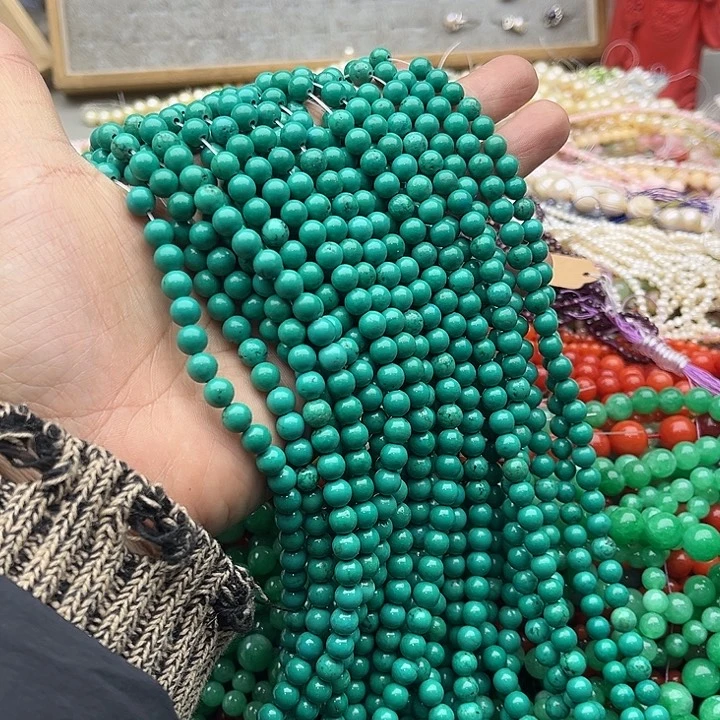 玛瑙/玉髓珠宝半成品未镶嵌一条6mm绿 松