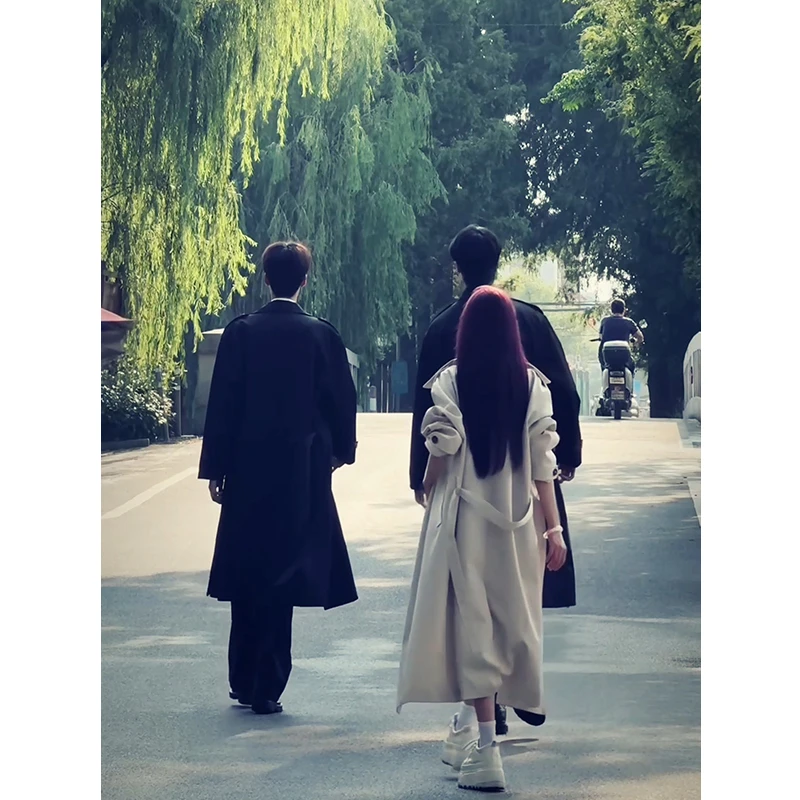 韩系穿搭风衣外套男女同款情侣中长款大衣英伦风高级感秋季学院风