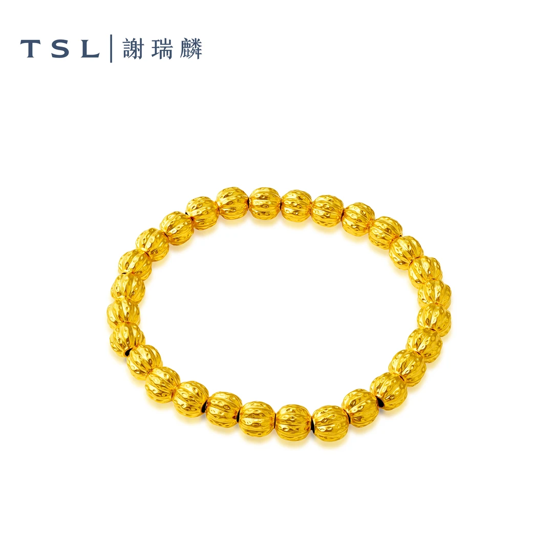 TSL/谢瑞麟金刚菩提足金古法核桃转运珠手串