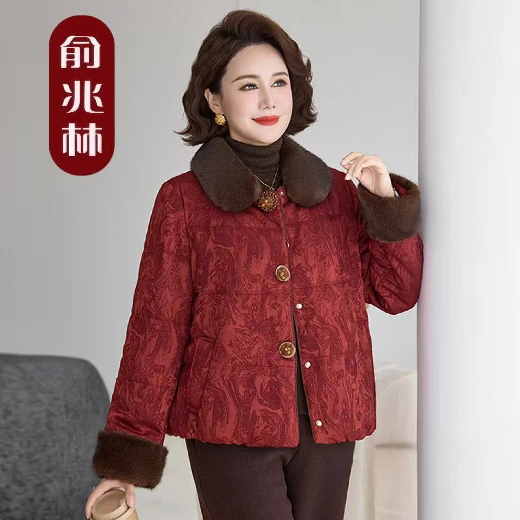 时尚中年妈妈冬装短款小棉衣外套中老年女装冬季洋气棉服棉袄新款