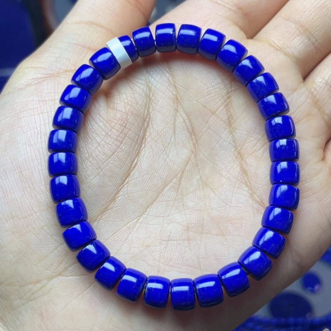 青金石未镶嵌7×5mm直切手串