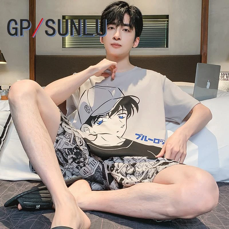 日本小众GP睡衣男士夏季棉质短袖卡通青少年薄款夏天男学生可外穿
