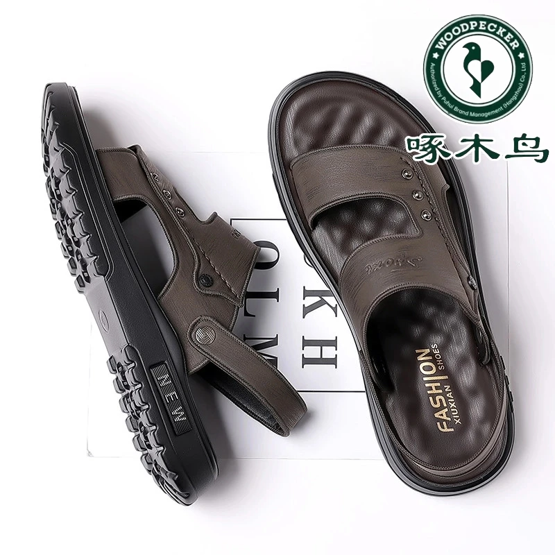啄木鸟凉鞋男款夏季外穿开车休闲防滑软底沙滩鞋男士凉拖鞋子两用