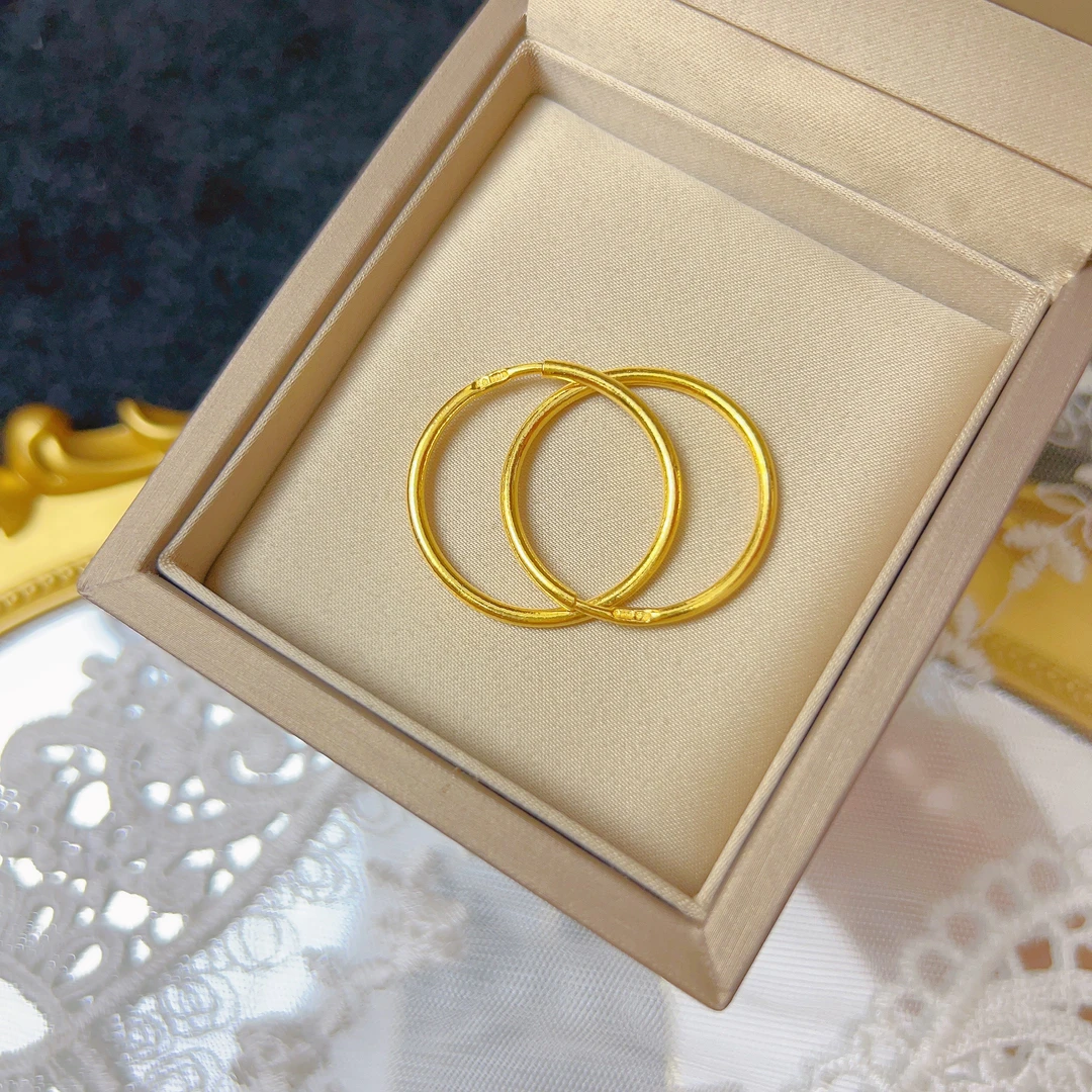 足金999耳圈新品耳钉黄金耳钉气质时尚百搭简约经典发中通