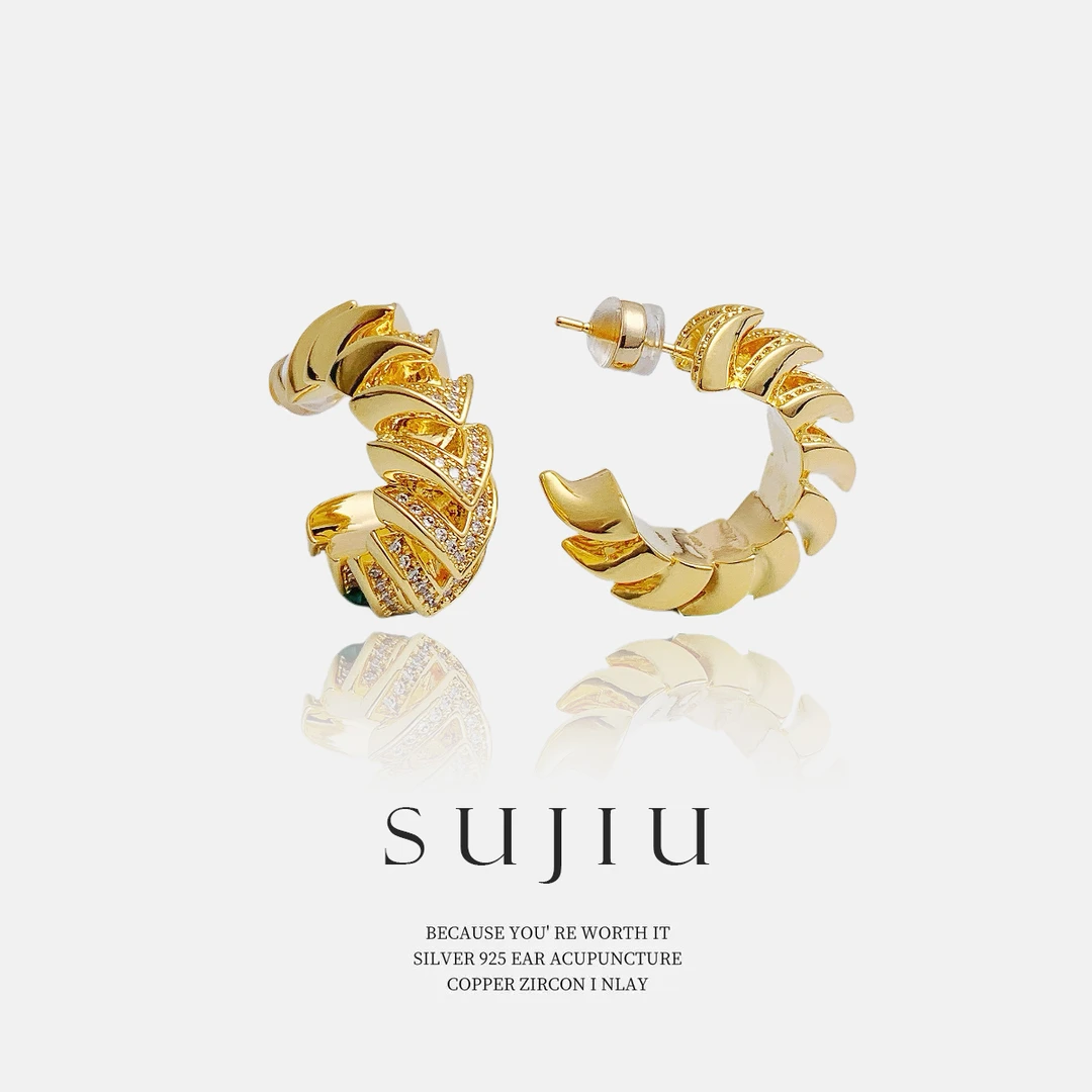 铜合金耳饰 SUJIU 925银针【太阳神】欧美百搭耳钉耳环耳坠7128