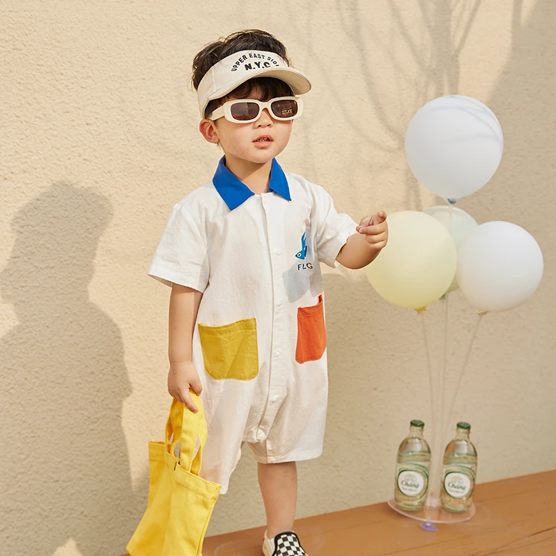 65小o爸男婴童【夏季浮力】薄款帅气婴儿衣服男宝哈衣NYX34407G