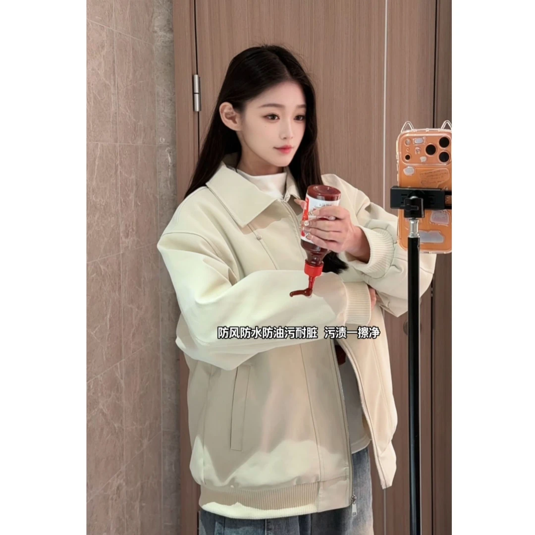 美式pu翻领加厚加棉皮夹克棉服冬季新款男防风机车服ins纯色夹克