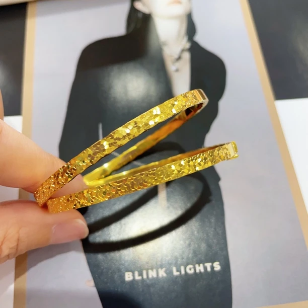 【金禧禧】18k金碎冰手镯/多样发其一