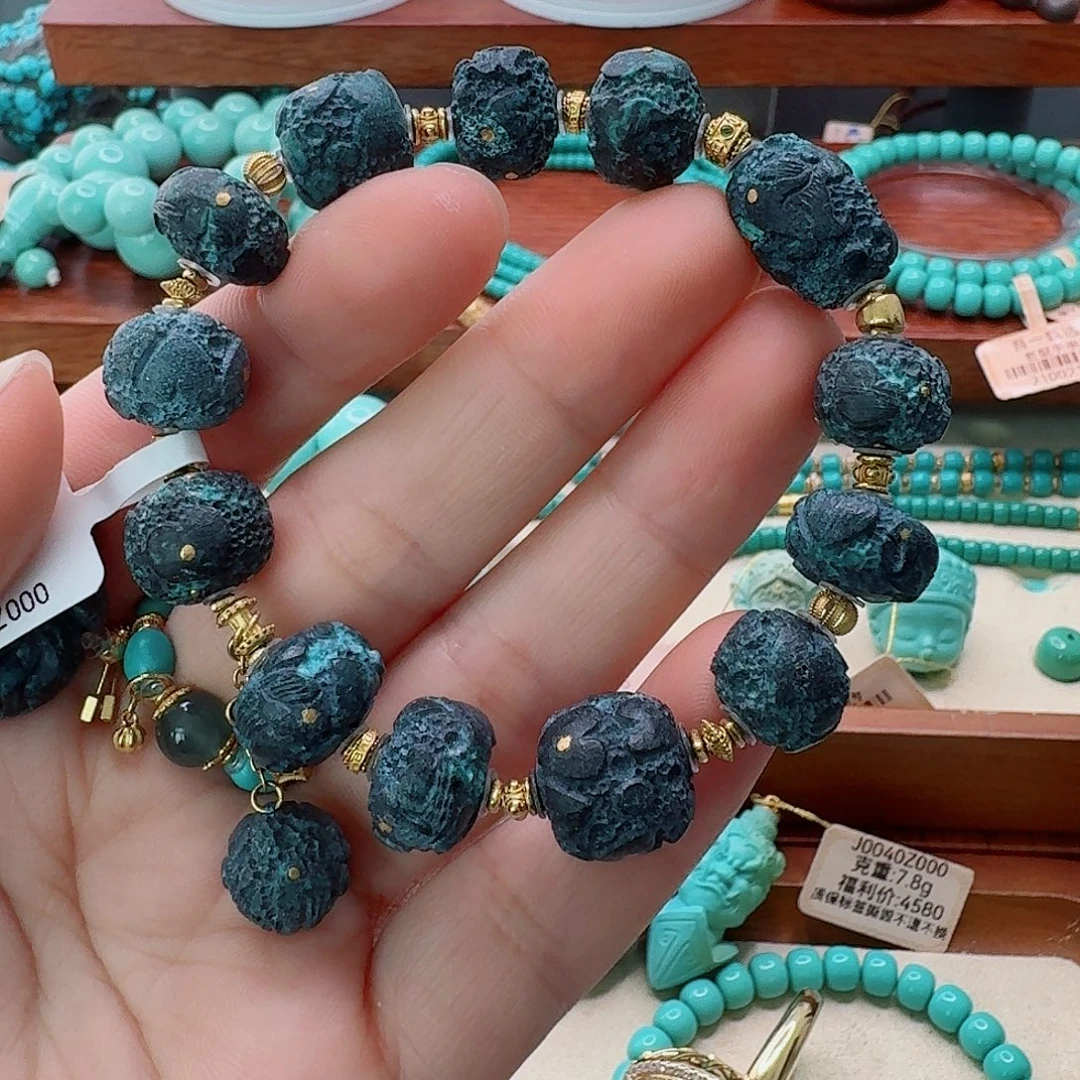 绿松石18K金镶嵌珠宝半成品