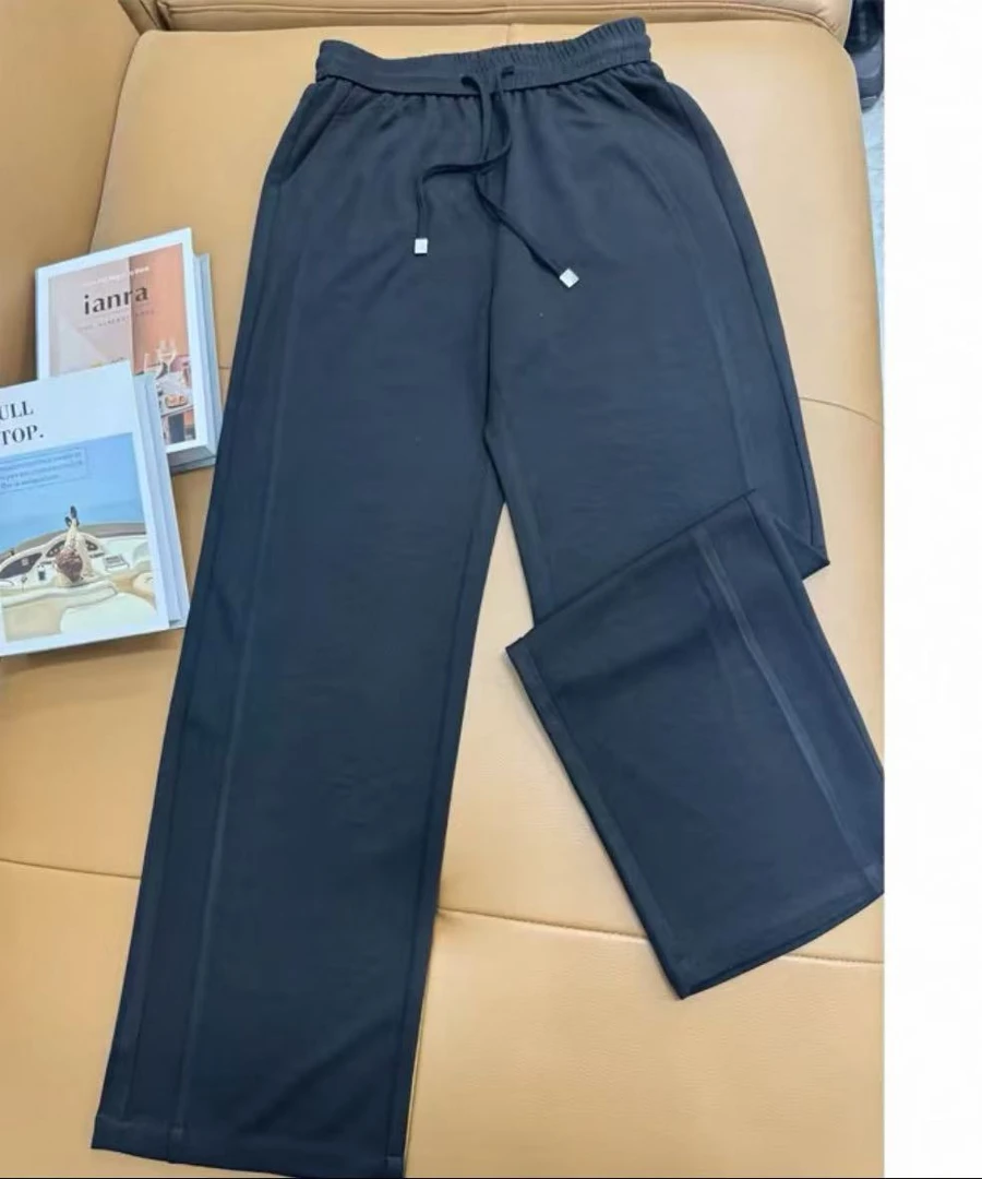 青青家  夏季薄料休闲高腰直筒阔腿裤-9718-9