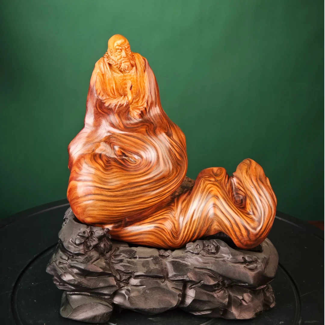 崖柏手雕达摩摆件