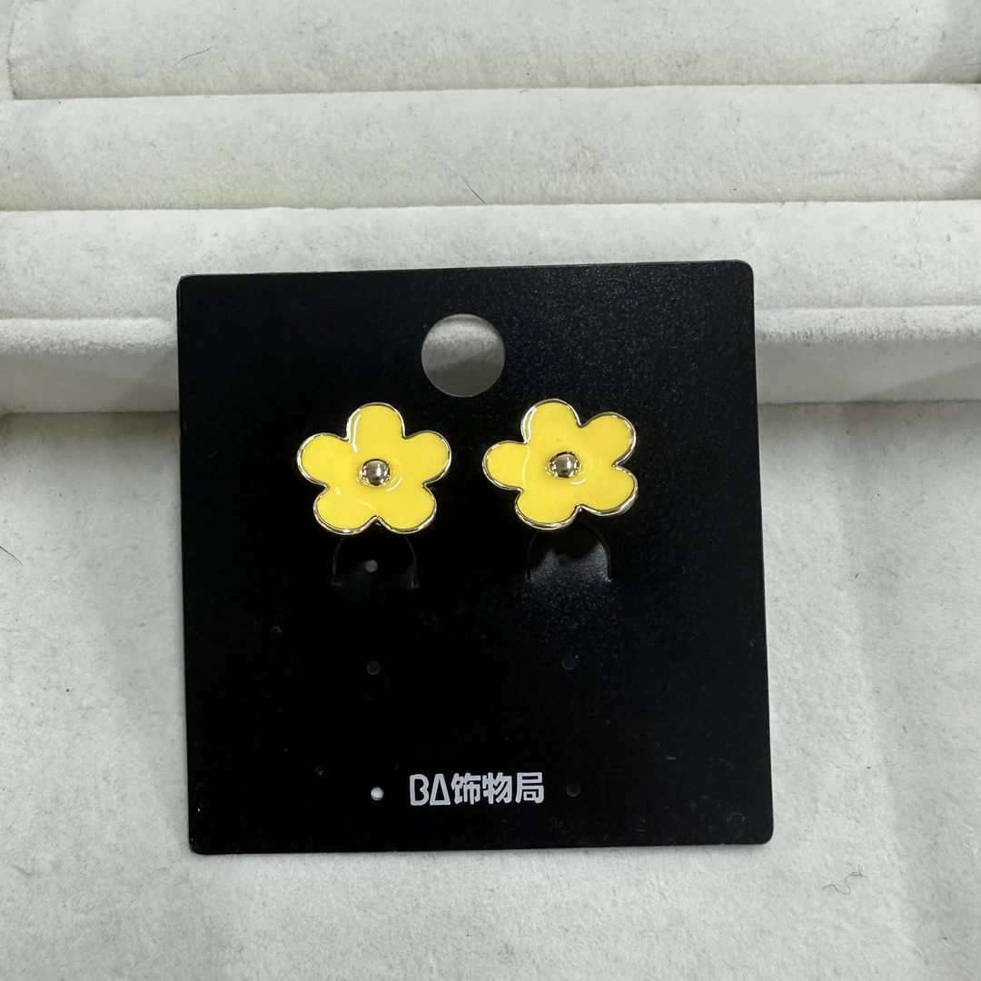 铜合金合成锆石耳饰 时尚花花耳夹 2417