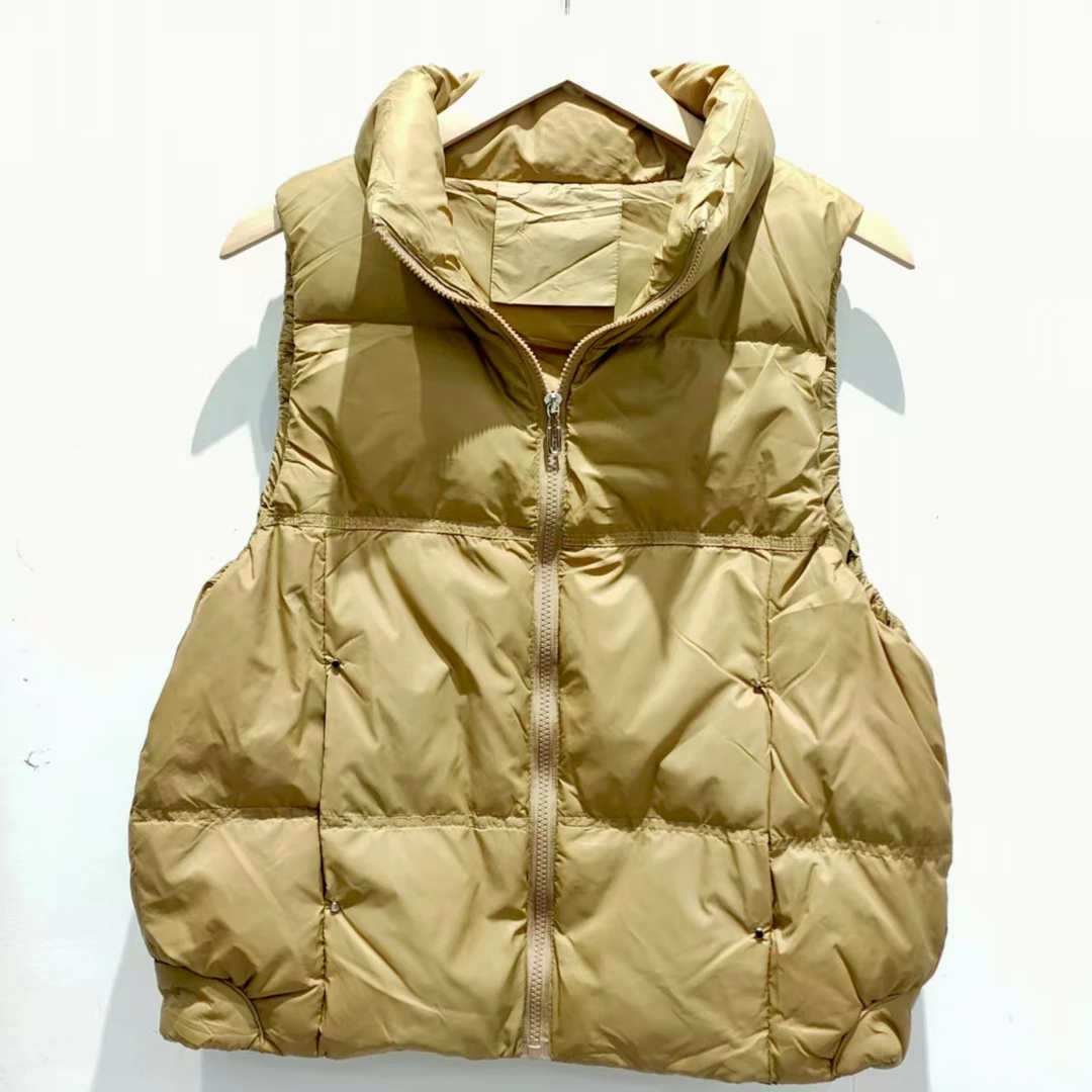 春秋时尚休闲立领无袖铆钉女士小款百搭棉马甲