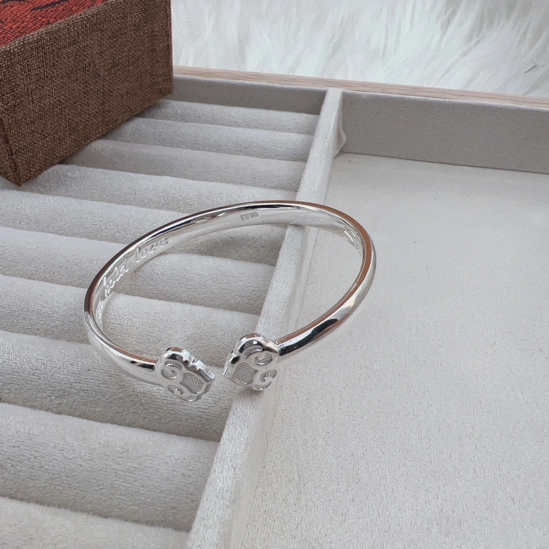 足银999光面如意手镯