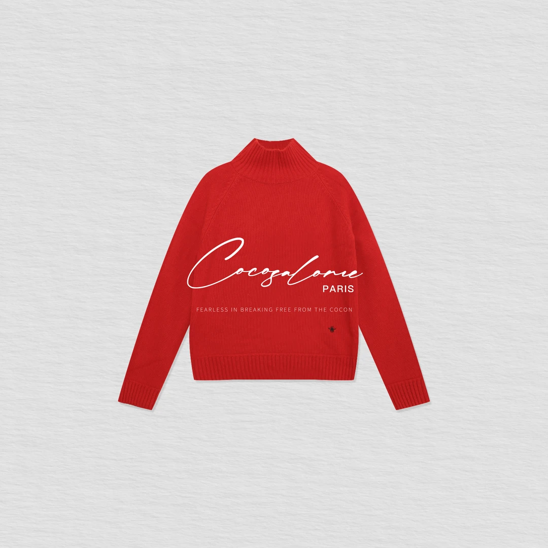 韩彬彬"蜜蜂毛衣"秋冬保暖100绵羊毛极简百搭高领针织毛衣3204-3