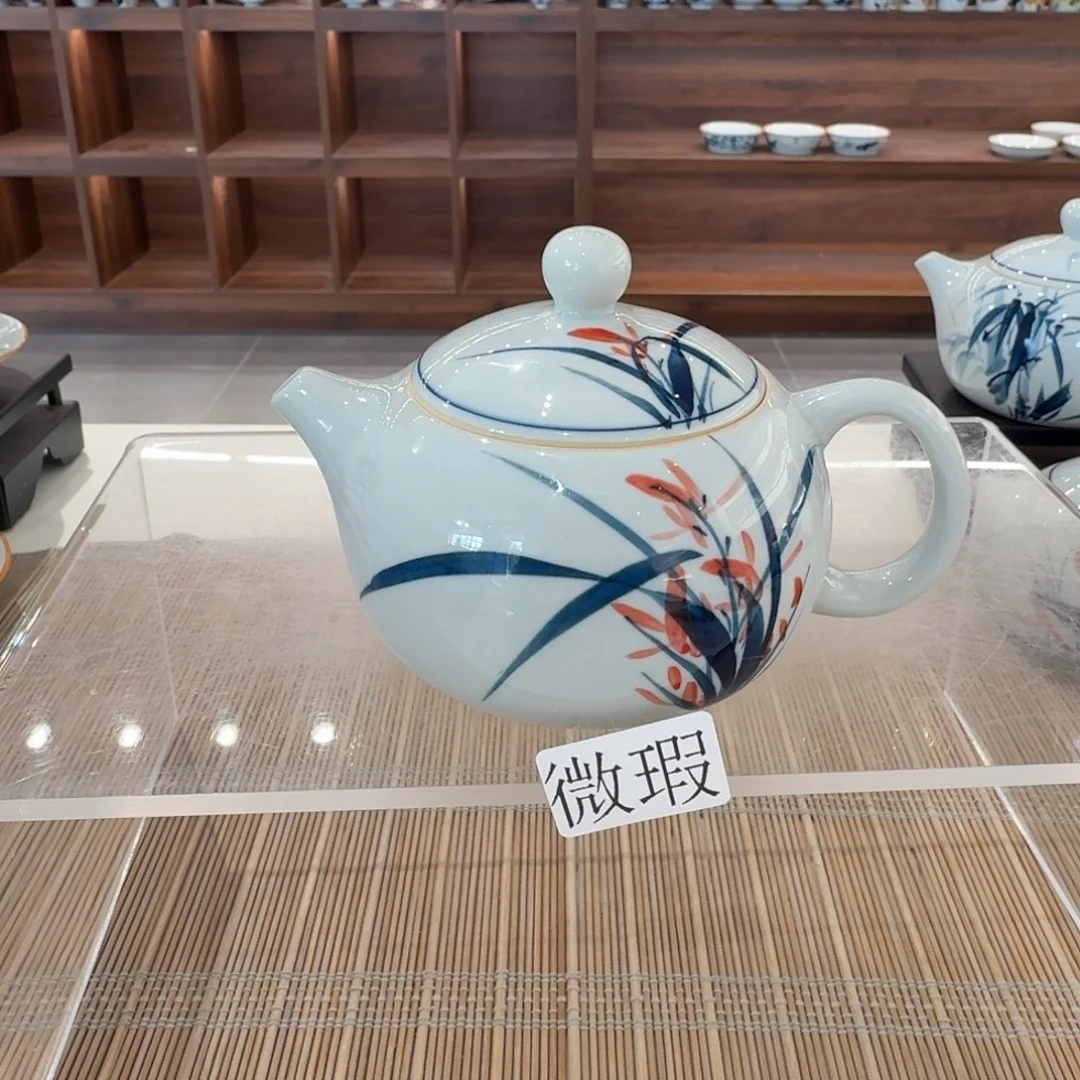 釉下手绘茶具微瑕