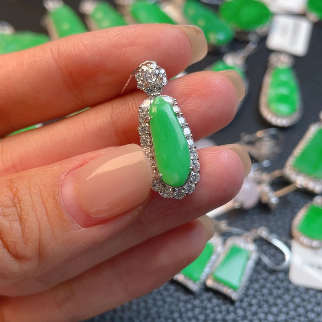 翡翠银S925镶嵌吊坠(不含链)