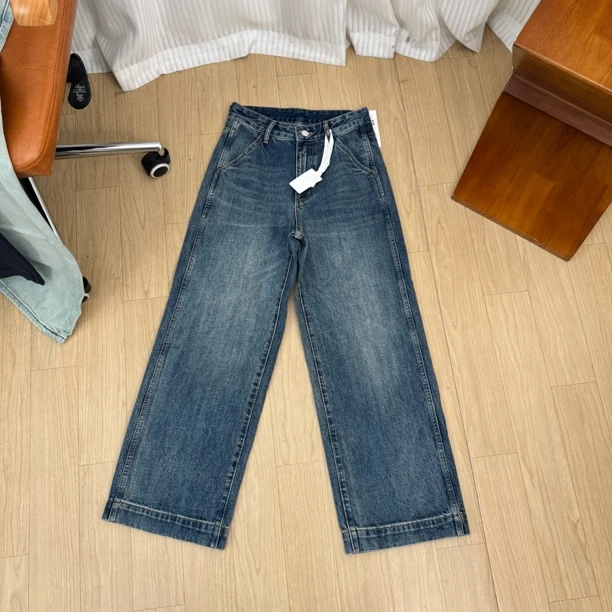 2310952#100%棉 随性自洽直筒裤 立裁高密度纱线牛仔裤（带香味的）