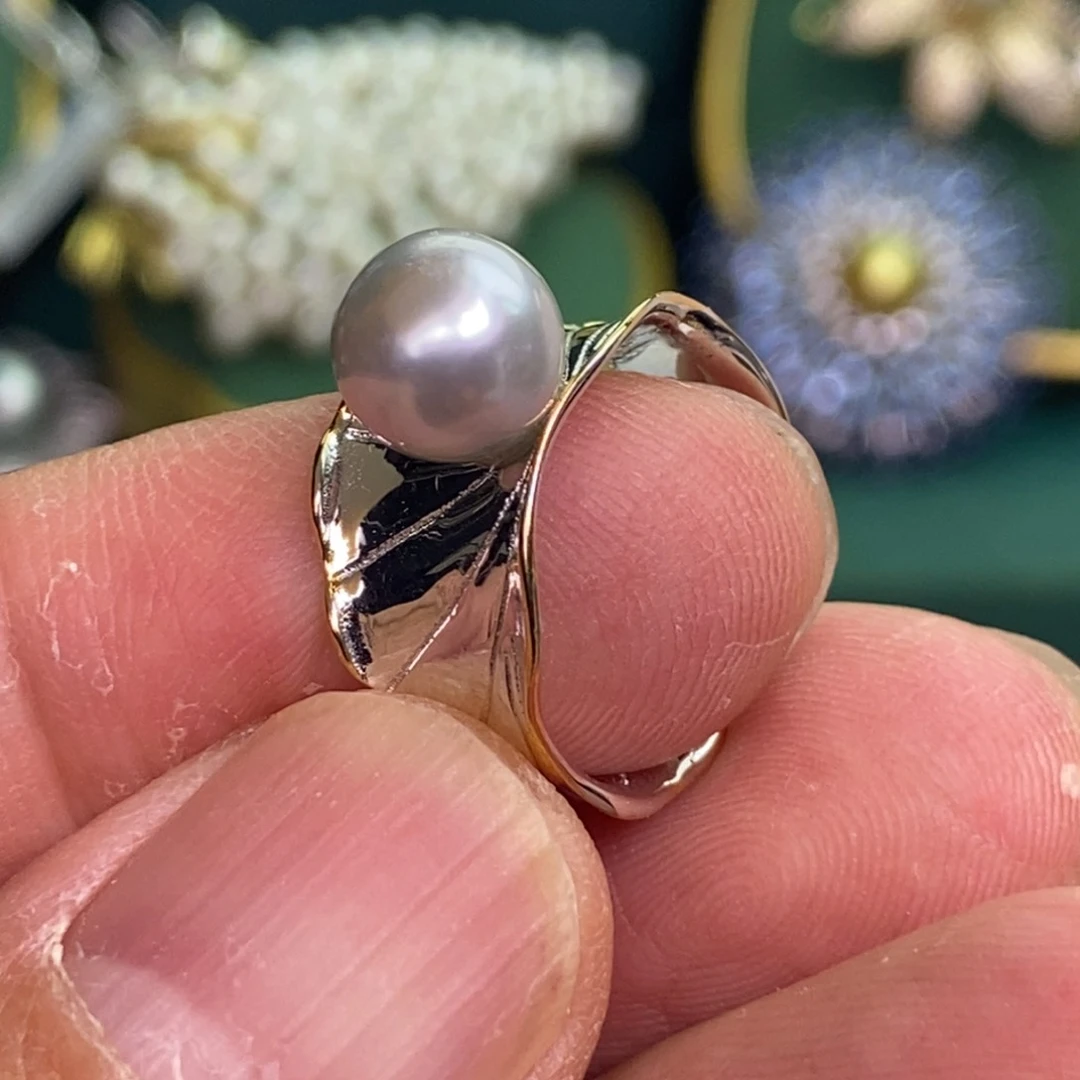 银S925镶嵌戒指海水珍珠