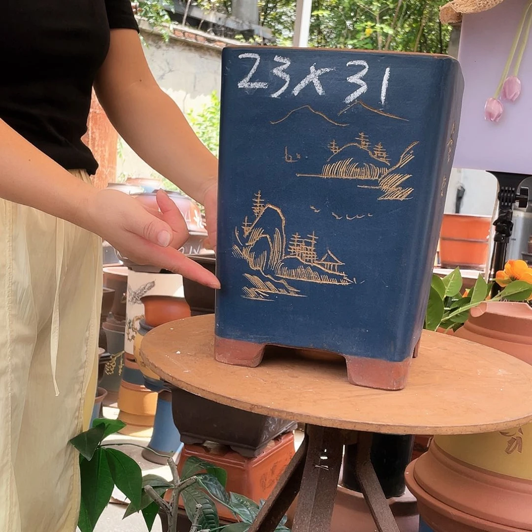 23高蓝四方花盆紫砂花盆紫砂