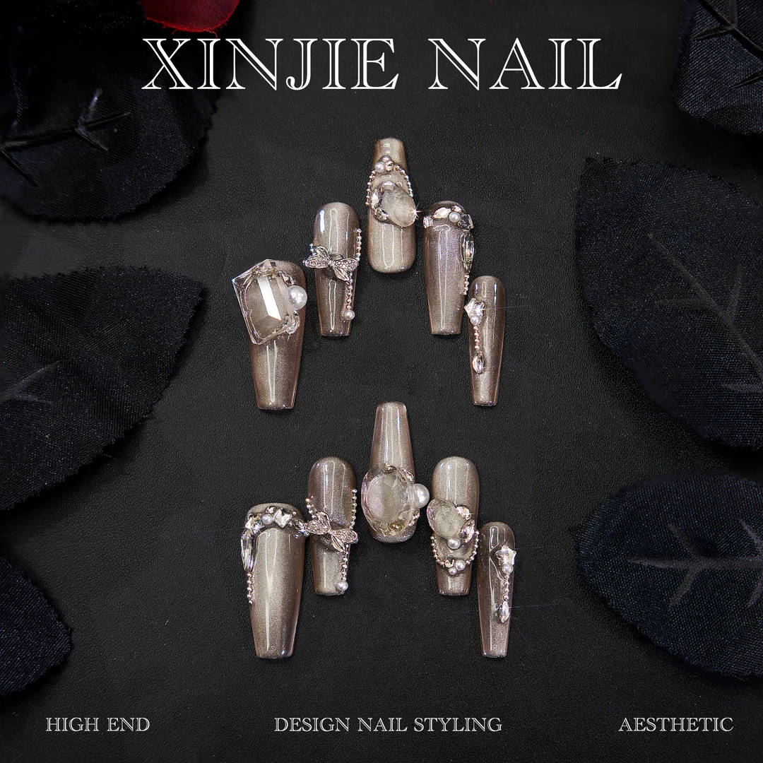 【秋】欣杰纯手工穿戴甲 纯欲风 高货 轻奢重工艺款6470